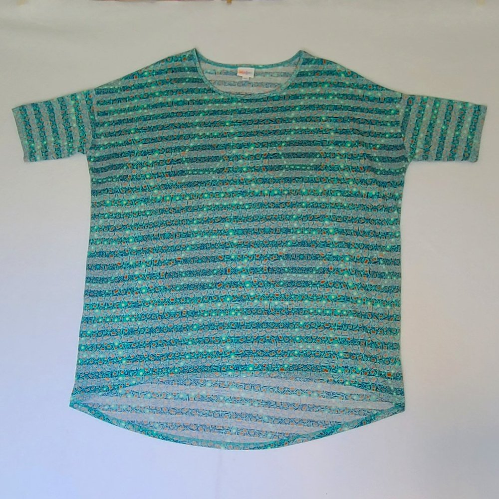 LuLaRoe High Low Tunic Top Stripe Dot Print Stretch Comfort Casual Wear
